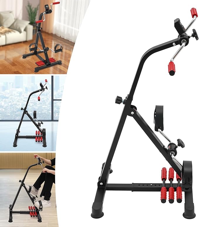 Indoor Pedal Exerciser Bike for Home Fitness & Rehabilitation - Adjustable Resistance, LCD Display, and Massage Rollers, Compact Design for Joint Flexibility & Muscle Strength (120kg Max Weight)