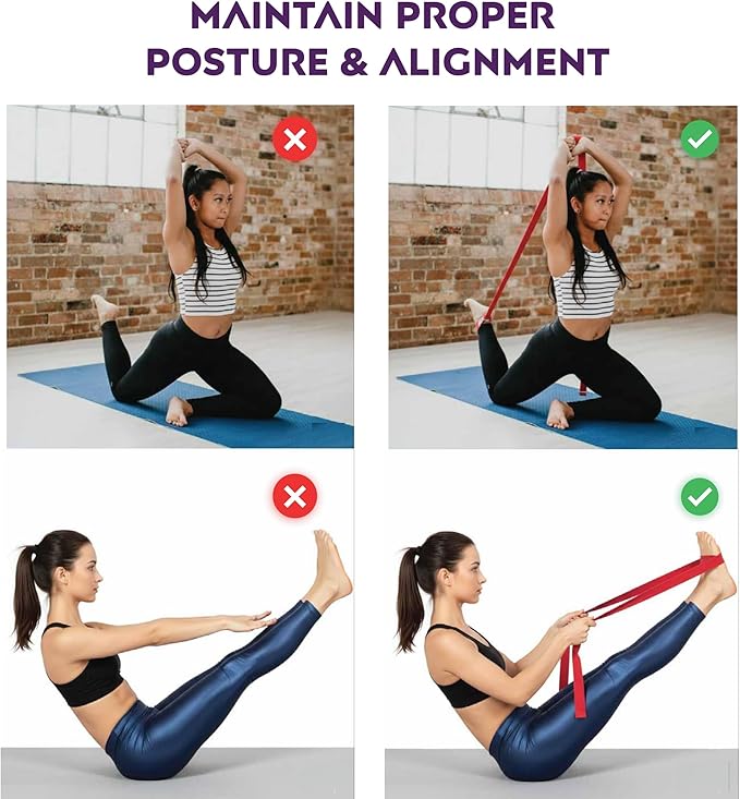 Yoga Strap - Adjustable D-Ring Buckle Yoga Belt for Pilates, Gym Workouts, and Physical Therapy | Improves Sitting Posture for Women & Men