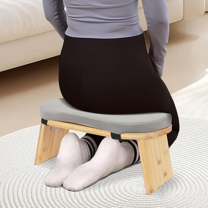 Foldable Kneeling Meditation Bench Stool with Carrying Bag - Ergonomic 5° Tilt Design for Yoga and Meditation Practice, Supports Up to 396 lbs, Portable and Space-Saving