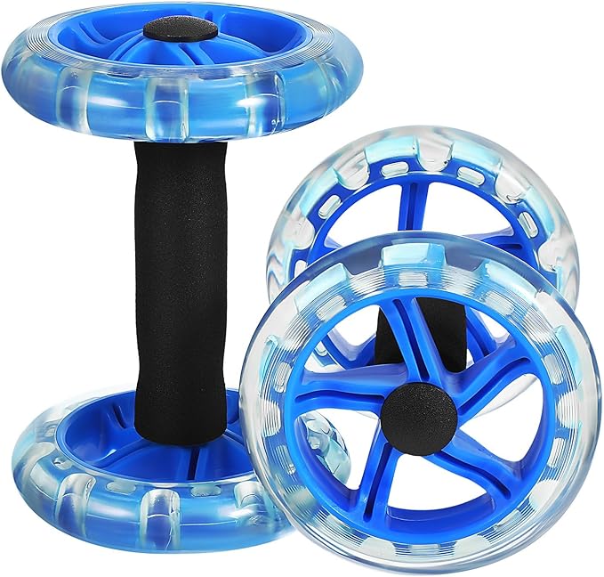 HEMOTON Twin-wheel Ab Roller Fitness Wheel Core Abdominal Exercise Device Blue for Home Gym Strength Training and Weight Loss