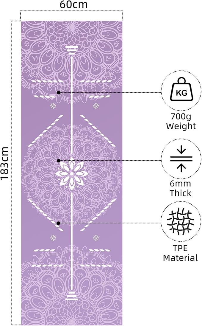 FOLAI Extra Thick Yoga Mat 6mm，pilates mat thick - Non-Slip Exercise Mat for HIIT, Pilates & Home Workouts & Workout with Free Carry Strap