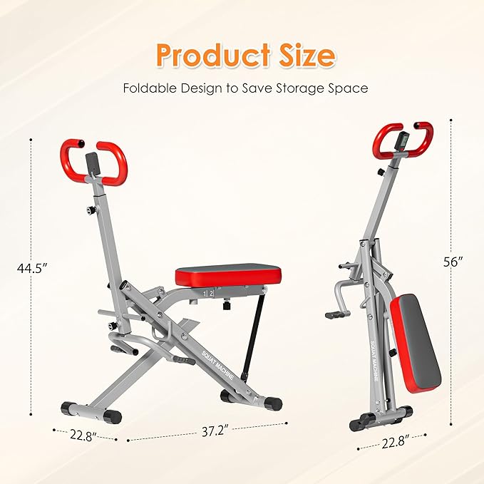 SogesGame Squat Machine for Home, 2 in 1 Squat Rowing Machine, Foldable Leg Training Machine, Squat Trainer for Glutes & Legs Workout