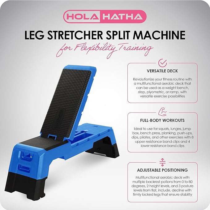 HolaHatha Compact Portable Aerobic Step Platform Exercise Fitness Equipment, Cardio Stepper with Adjustable Height for Home Gym