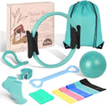 JITUIHOM Home Pilates Essentials Kit for Women - Complete Pink Equipment Set with 9 Inch Yoga Ball, Figure 8 Resistance Band, Bands & Accessories, Ring for Beginners Workouts