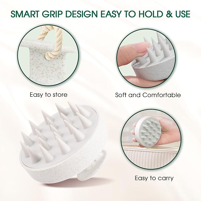 Scalp Massager Brush for Hair Growth – Silicone Scalp Scrubber & Scalp Exfoliator – Manual Scalp Massager Brush for Wet or Dry Use – Hair Massager Scalp Shampoo Brush Tool (Pink)