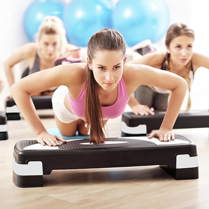 BalanceFrom Aerobic Step Platform Trainer with Adjustable 3-Level Risers, 400 Pound Weight Capacity – Non-Slip Exercise Stepper for Cardio, Strength, and Fitness Workouts at Home or Gym