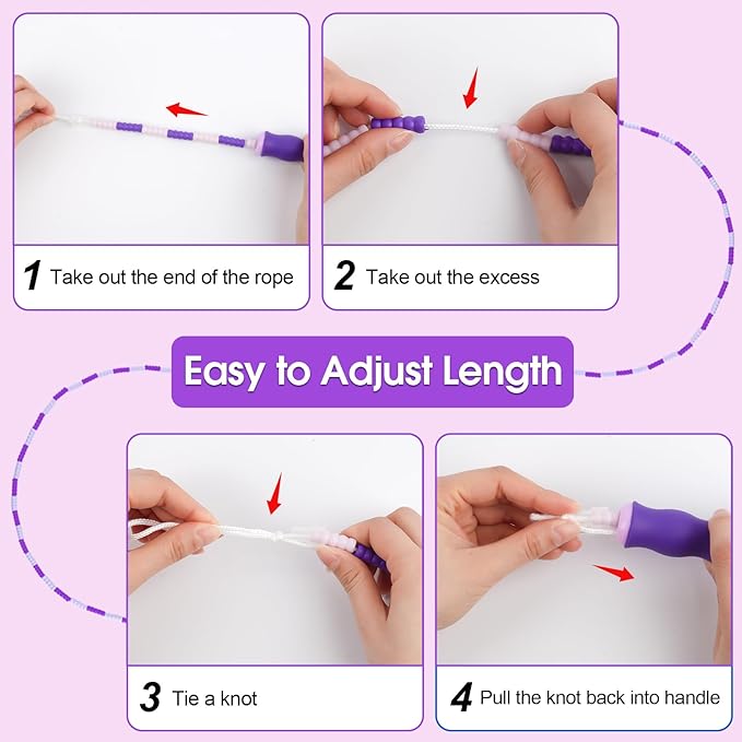 Jump Rope for Kids, 9 Ft Adjustable Jump Ropes for 4 5 6 7 8 10 12, Segmented Soft Beaded Jumping Rope Age 8-12, Tangle Free Skipping Rope for Women Man Fitness Weight Loss