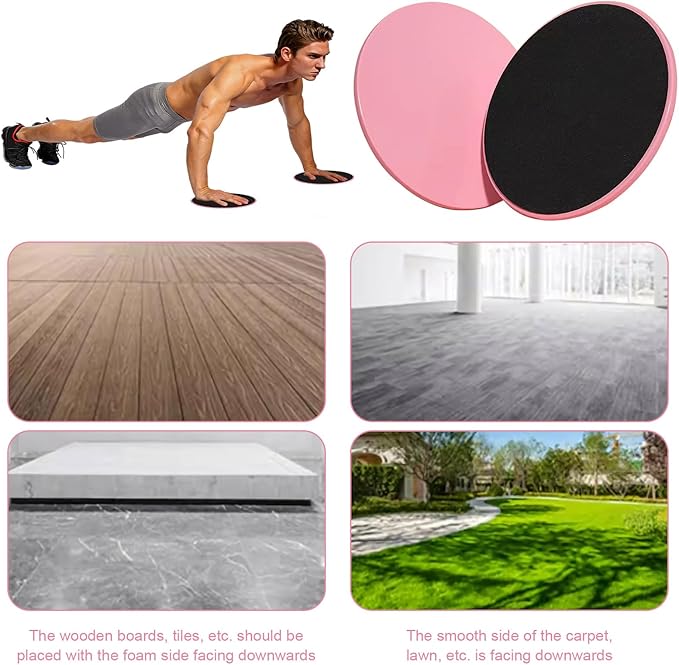 17.5cm/6.89In Round Core Sliders for Working Out,Set of 4 Exercise Core Pilates Sliders,Floor Foot Slider for Exercise 2 Color