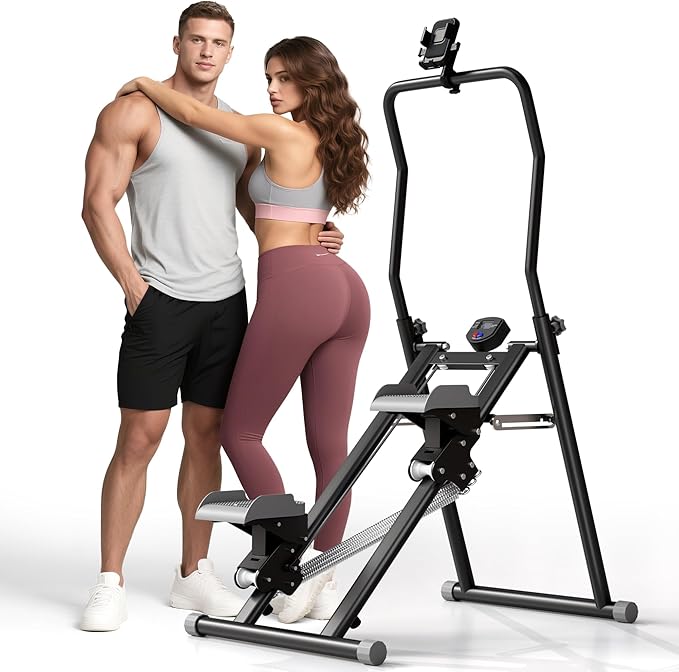 MOMODA Stair Stepper Resistance Adjustable Folding Vertical Climber Machine for Home Gym Full-Body Workout
