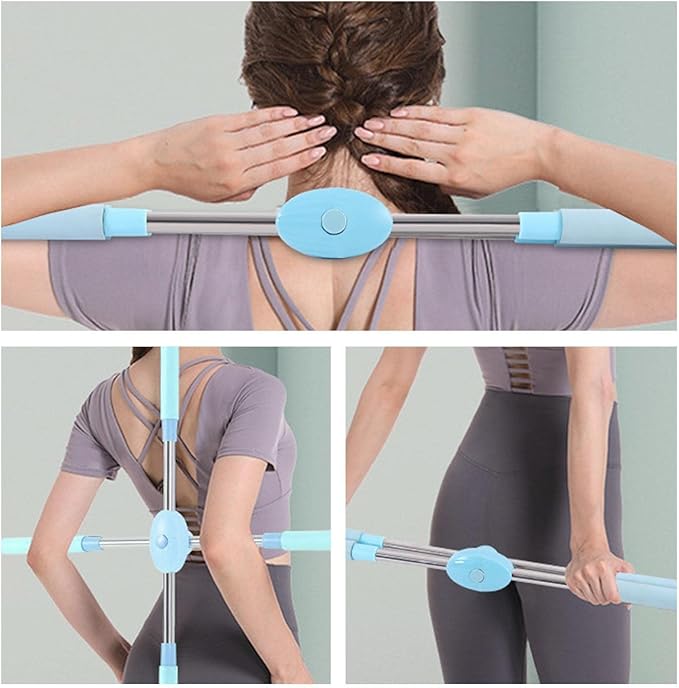 Humpback Correction Yoga Sports Sticks for Teenagers Students Adults Posture Trainer Corrector Open Back Shoulder Straightener Stretching Tool (Color : Blue, Size : 66.5x7x7cm)