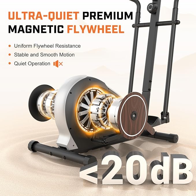 ANCHEER Elliptical Exercise Machine, Elliptical Trainer for Home Gym, Exercise Equipment 500Lbs Max Weight, Ultra-Silent Elliptical Machine, with Smooth 14 Resistance Levels Pulse Rate Grips