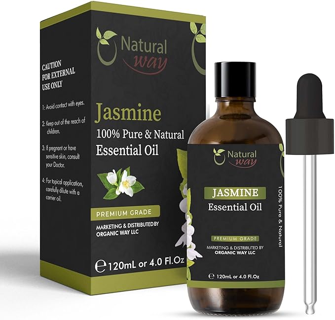 Jasmine Essential Oil | Premium Grade Essential Oils for Hair Care, Oil for Skin, Aromatherapy, & Diffuser | Essential Oil for Skin Tag Remover, Massage Oil & Humidifier Use | 4 Fl Oz (120 mL)