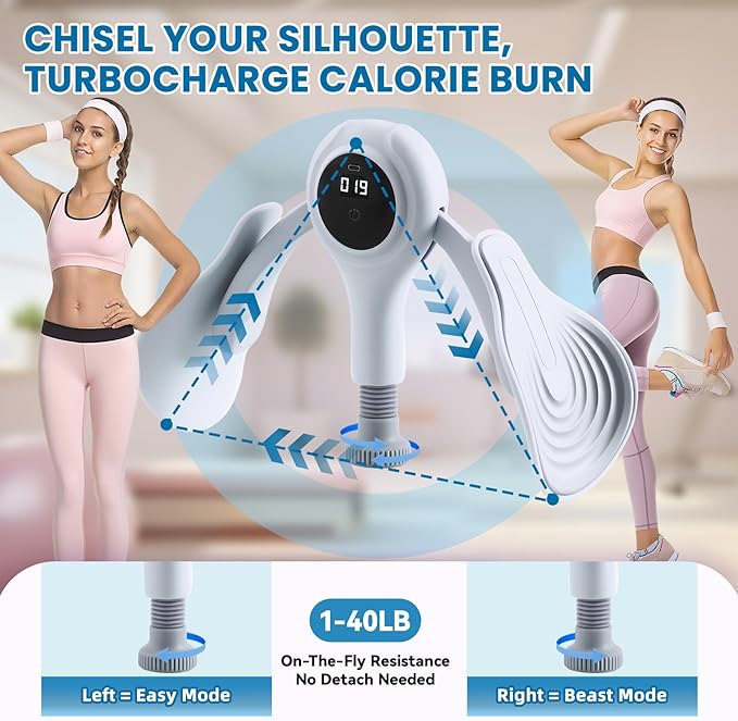 Trainer Kegel Exerciser - Pelvic Floor Exercise Device for Women，Thigh Workout Equipment with Smart Counter, Adjustable Resistance 1-18kg (40lbs)，Adjustable Resistance for Targeted Training