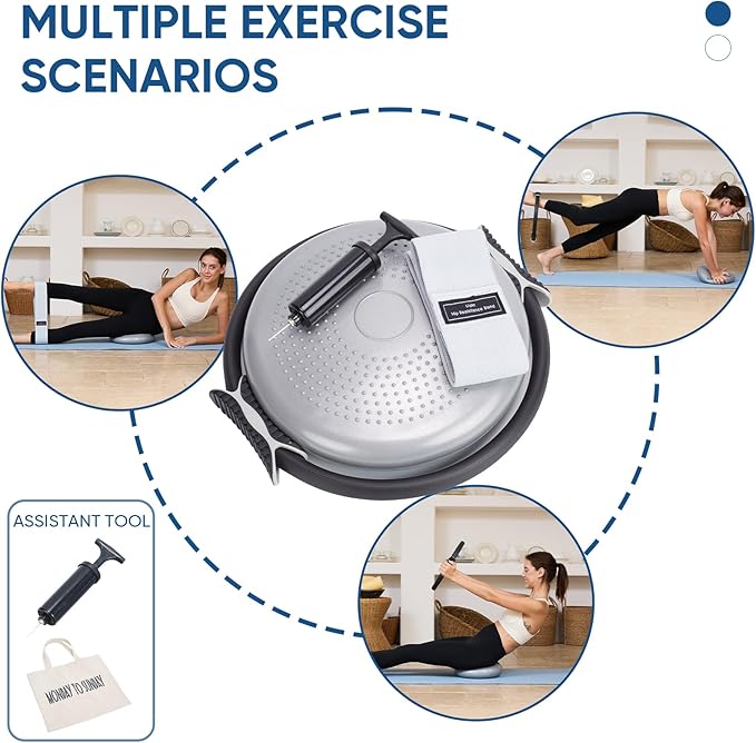 Better Me Pilates Kit with Pilates Ring Air Balance Pad Resistance Bands,Canvas Bag Storage with Guides, Balance Ball Fitness Circle Elastic Bands for Home Gym