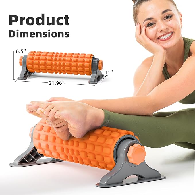 XL IT Band Firm Foam Roller with Resistance Holder - 17 inches - Exercise Roller for IT Band Issues, Deep Tissue Muscle Massage, Muscle and Back Roller for Fitness, Gym Equipment (Orange)