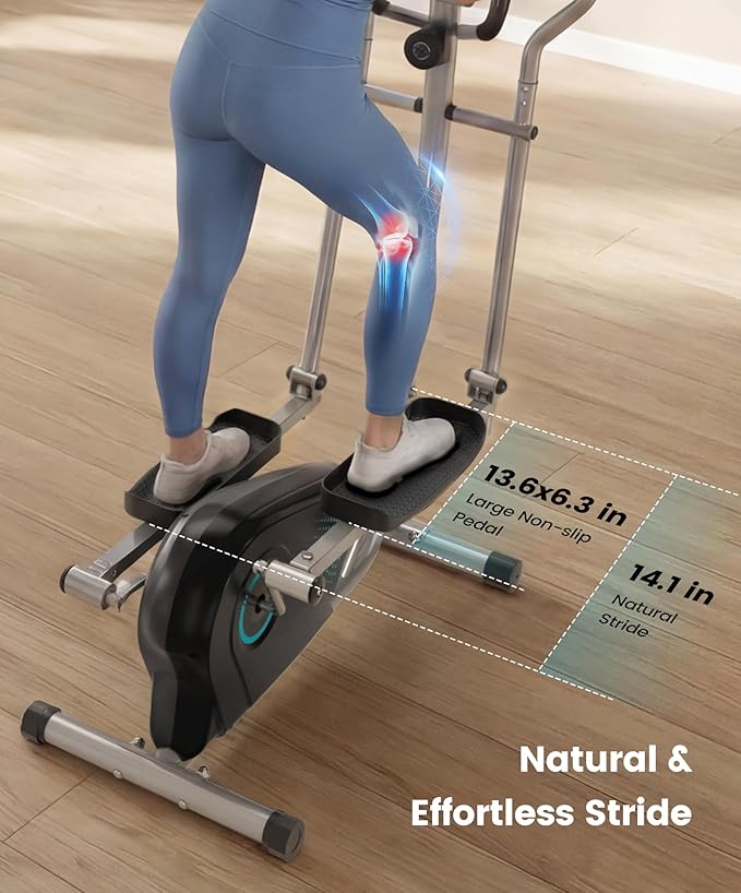 Dripex Elliptical Exercise Machine, Hyper-Quiet Magnetic Elliptical Machine for Home, 8-Level Resistance Elliptical Training Machines with 6KG Flywheel, Pulse Sensor & LCD Monitor
