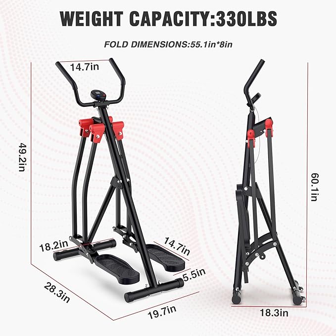 Air Walk Elliptical Glider Machine,Foldable Machine, Ellipse Leg Exerciser for Seniors, Cardio Trainer Glider for Home Exercise, Side Sway Action 360 Motion Full-Body Exerciser for Home Gym