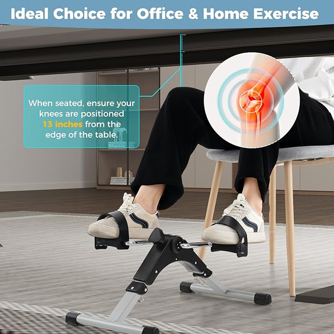 GYMAX Pedal Exerciser, Under Desk Bike Foldable with LCD Display for Arms & Legs Workout, Portable Mini Exercise Bike for Seniors Office Home Fitness