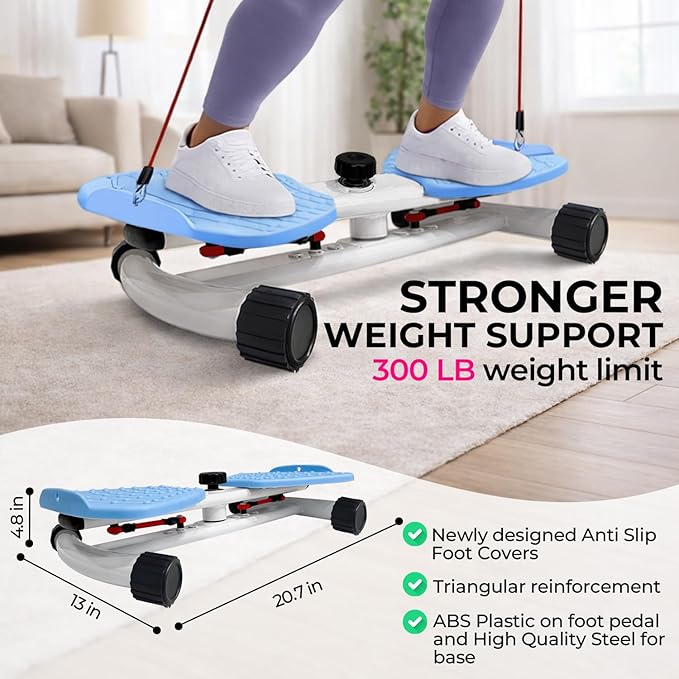 Ultra-Quiet Waist Twisting 5-in-1 Exercise Bundle - Ab Twister Board With 2 Resistance Bands, 1 Length Adjustable Jump Rope, an Automatic Waist Measuring Tool and Workout Guide - 300LB Capacity - Workout Bundle Perfect for Men and Women Looking for At-...