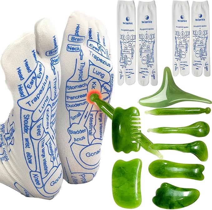 Reflexology Socks with Tools Set, Acupressure Pressure Point Socks, Foot Relief and Acupuncture with Trigger Point Massage Reflexology Chart Socks and Tool for Men and Women