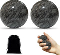 Hand Therapy Balls for Stress Relief,Baoding Balls for Women & Men,Marble Chinese Massage Ball Set for Hand Exercise,Arthritis,Brain Stress Relief,2 Pack with Storage Bag (1.57inch Dark Grey)