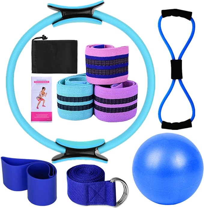 Yoga Sets for Women Pilates At Home Equipment Pilates Magic Ring oty Bands for Working Out Glutes Yoga Ball 25cm Figu 8 sistance Band Yoga Bands for Sttching