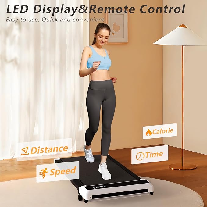 Walking Pad 2 in 1 for Walking and Jogging, Under Desk Treadmill for Home Office with Remote Control, Portable Walking Pad Treadmill in LED Display