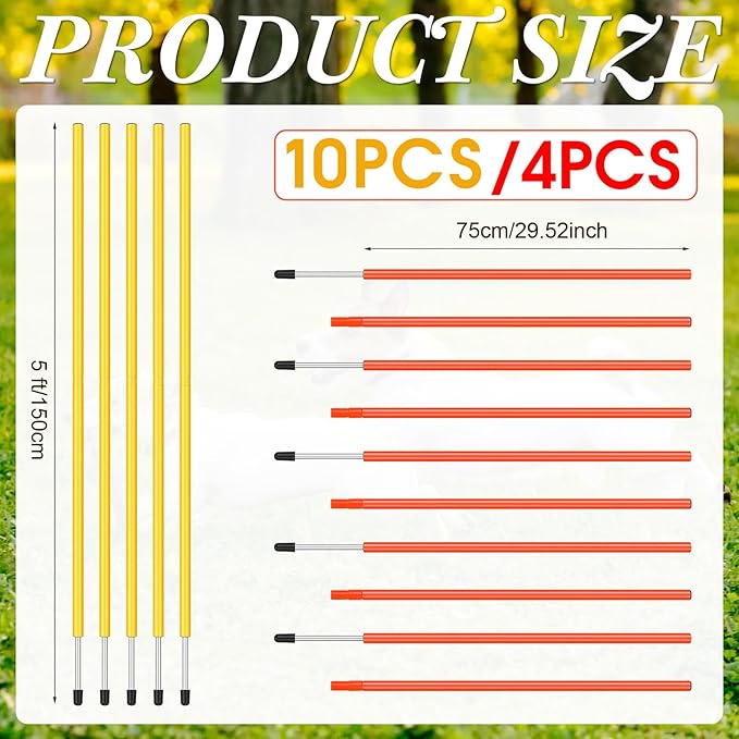 4 Pcs Training Agility Poles 5ft Adjustable Poles Soccer Training Sticks Sports Speed and Agility Trainings Equipment for Football Sport Soccers Speed Trainings