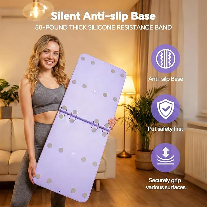 Pilates Board Set - Pilates Reformer, Multi-Foldable Pilates Reformer Set, Portable Pilates Reformer, Trainer Machine for Home Workout with Timer, Ab, Core, Fitness, Exercise (Purple)
