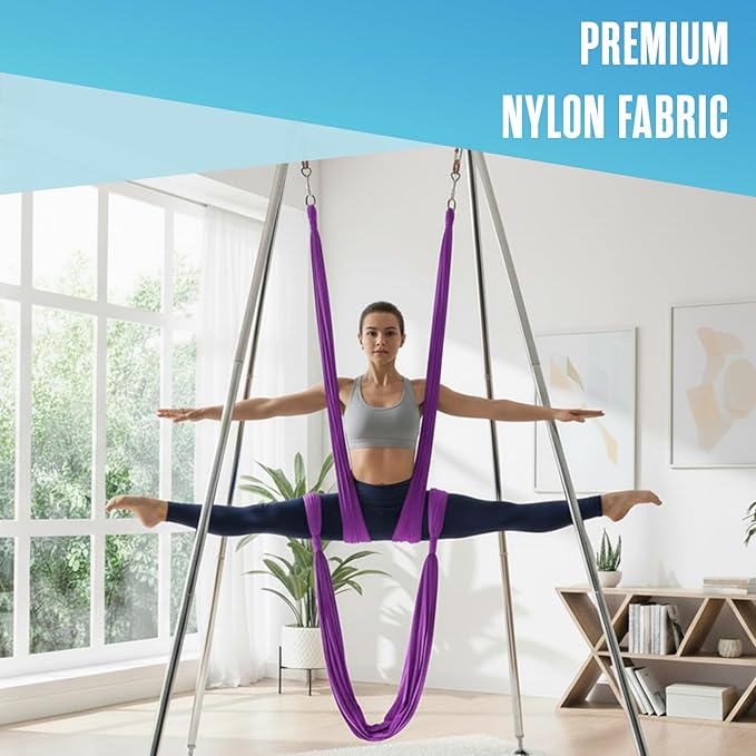 Houseables Aerial Silks, Yoga Swing, Aerial Yoga Hammock, Ariel Silk, Gymnastics Swing, Acrobatics Equipment, For Home, Indoor, Outdoor, Arial Setup, Rig, Sling, Portable