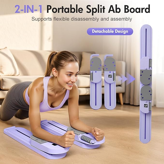 ALSO GO Pilates Board, Upgrad Pilates Reformer Set, Multifunction Abdominal Portable Board for Home Workout, Portable Reformer Machine for Full Body Workout, Home Pilates Kit with Resistance Bands