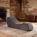 Curved Lounge Bench Chair for, Relaxing, Chaise Chairs with Removable Cover, Metal Frame (Dark Gray Velvet)