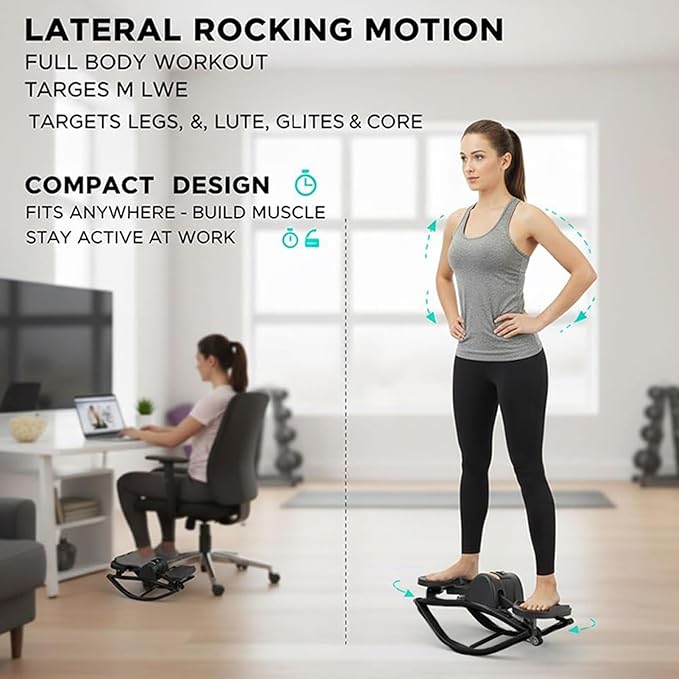 Rock Stepper Side to Side, Lateral Rocking Stepper for Exercise at Home, Portable Fitness Steppers Workout Machine for Legs & Glutes, Low-Impacts for Knees & Joints, Home Fitness Equipment for Unisex