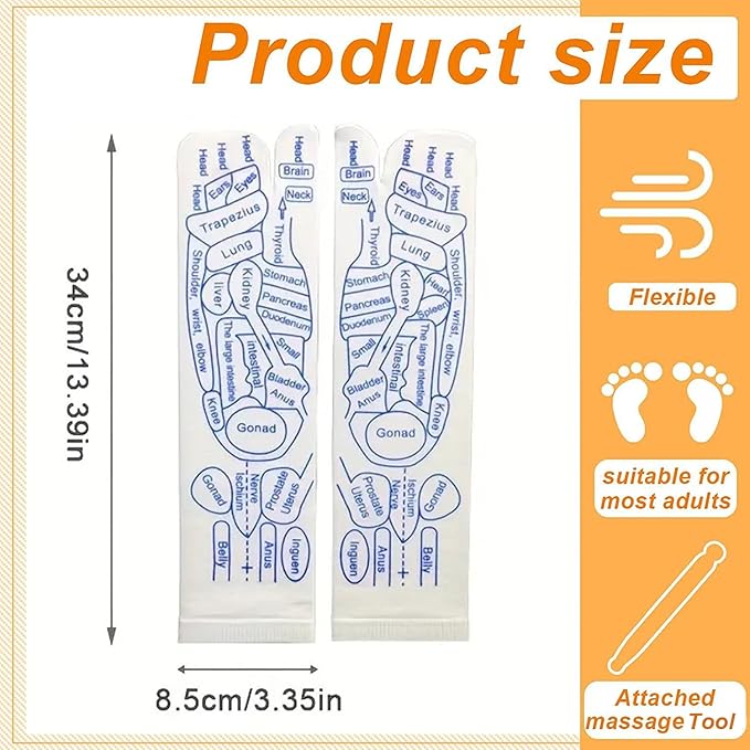 Reflexology Socks Set,Reflexology Socks with Massage Tool,Foot Relief and Acupressure Reflexology Foot Massage Socks, White