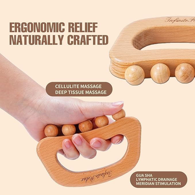 Wood Therapy Body Massager Profession Maderoterapia Kit for Cellulite Remover Body Shaping, Body Sculpting Tools for Lymphatic Drainage, Pain Relief Gua Sha Massage , for Abdomen Back Arms Legs