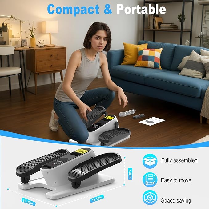 HOTWAVE Under Desk Elliptical Exercise Machine, Ellipse Leg Exerciser Electric as Seen on TV While Sitting for Seniors with Remote Control & 12-Speeds, Seated Foot Pedal Exercise Training Equipment