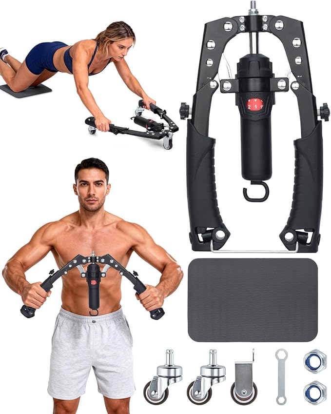 Abahub Twister Arm Exerciser, Enhanced Hydraulic Power Chest Expander with AB Rollers, 22-440LBS Adjustable Resistance Home Gym Equipment, Shoulder Muscle Trainer for Arm, Chest & Core Workout