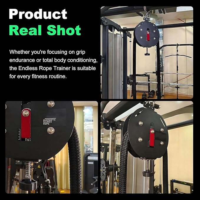 Endless Rope Pull Machine: Portable Full-Body Trainer, 20kg Adjustable Resistance, Durable Steel-Core Nylon Rope (4m), Perfect for Home, Travel, and Outdoor Fitness