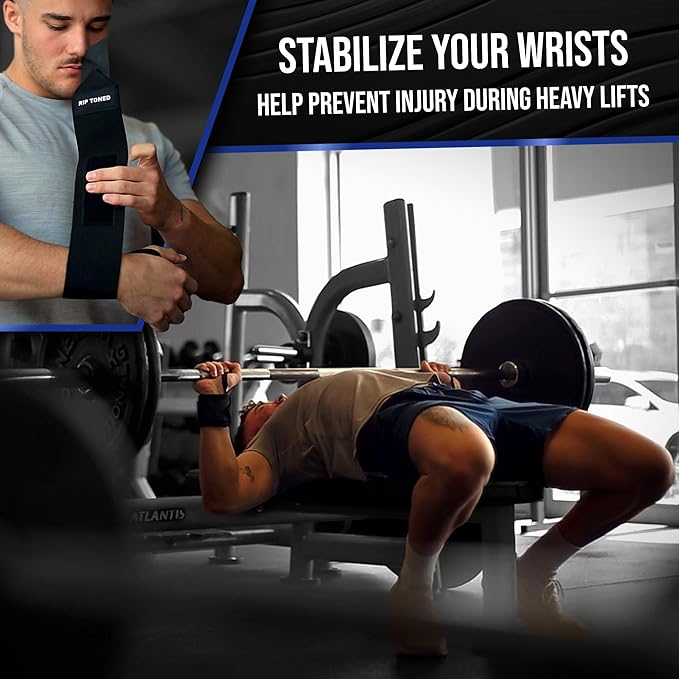 Rip Toned Wrist Wraps for Weightlifting – USPA & USAPL Approved 18" Wrist Straps for Powerlifting – Adjustable, Durable Gym Wraps with Thumb Loop – Quality Support for Men & Women – Gray Camo Flex