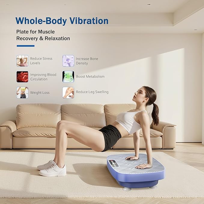 Vibration Plate Exercise Machine, Vibrating Plate for Lymphatic Drainage, Shake Plate Whole Body Waver Vibration Plate Platform, Fitness Equipment for Weight Loss Fat Burner for Women Men