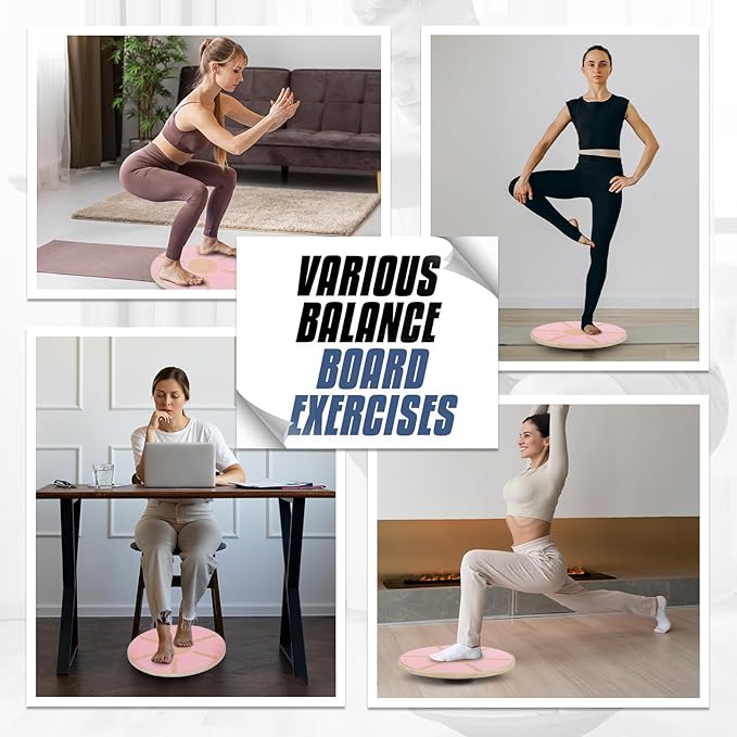 MADOG Wooden Wobble Balance Board for Adults, 15.5" Anti-Skid Sandpaper for Workout Core Trainer Physical Therapy, Home Gym Stability Board