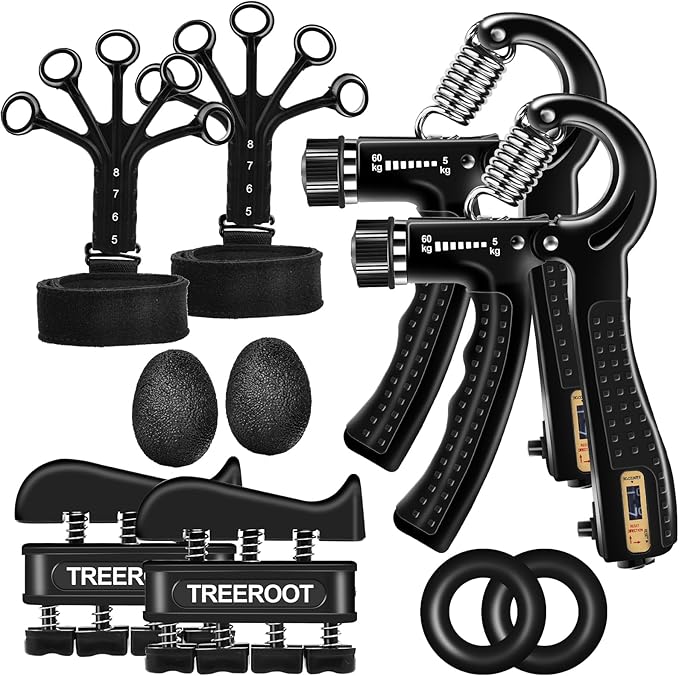10PCS Grip Strength Trainer Kits, Hand Gripper Strengthener, Forearm Strengthener, Forearm Exerciser, Finger Grip Strengthener, Wrist Strengthener, Stress Relief Ball, Grip Ring, for Muscle Building, Hand Exercisers for Therapy