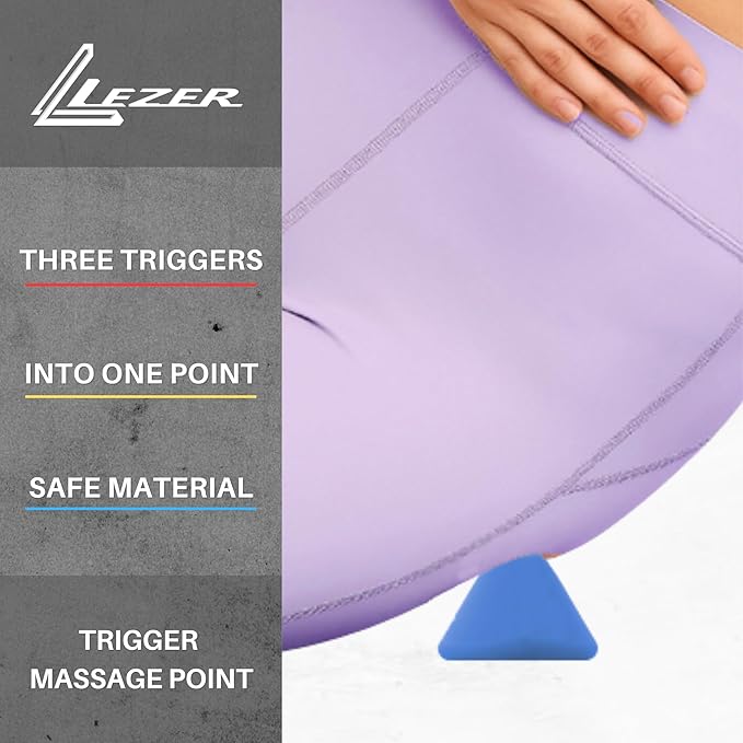 LEZER, Trigger Massage Point, Manual Massage Ball, Muscle Knots Relief Tool, Myofascial Release, Physical Therapy, Plantar Fasciitis, Set of 2 (Blue Trigger and Black Ball)