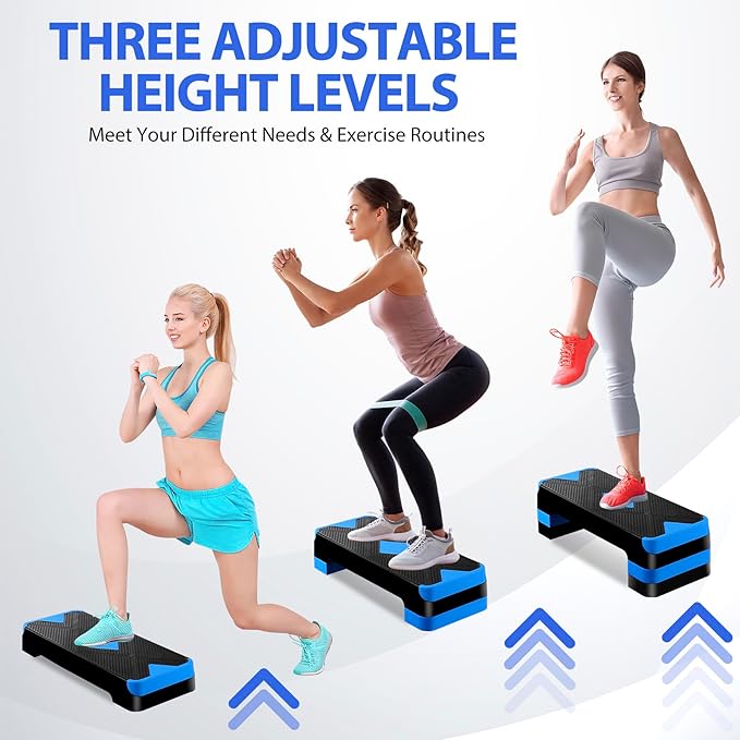 ZENY 26.5 inch Aerobic Step Platform with 4 Step Risers, Height Adjustable Exercise Stepper for Home Gym Workouts, 400 lbs Capacity