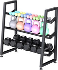 Upgraded V-type 3-Tier Dumbbell Rack, Adjustable Heavy-Duty Metal Weight Rack for Dumbbells, Kettlebells & More, Space-Saving Home Gym Organizer (Dumbbells Not Included)
