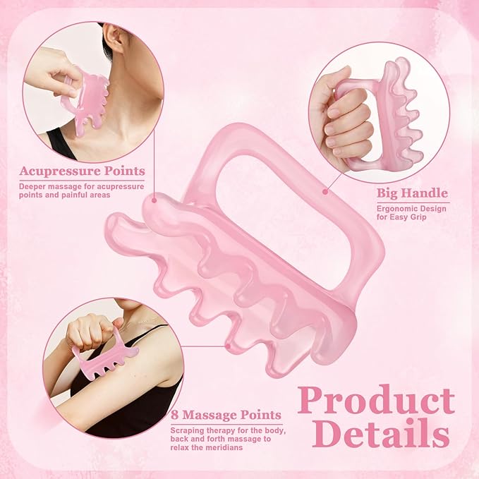 2Pack Fascia Massage Tool,Fascia Blaster for Cellulite Release Pink Resin Body Gua Sha Tool for Waist,Back,Legs,Face