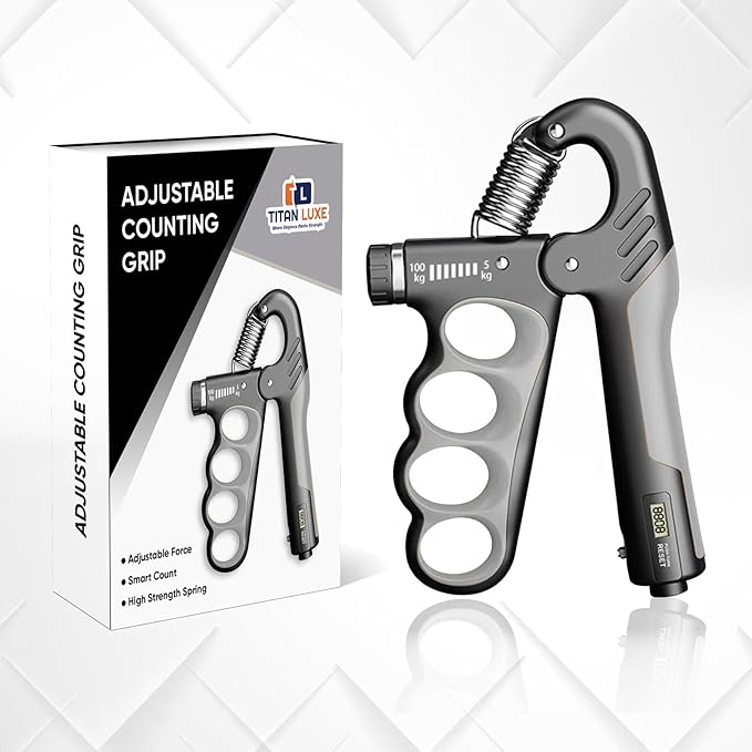 Grip Strength Trainer – Adjustable Resistance Hand Grip Strengthener (11-220 Lbs/5-100KG) with Auto Electronic Counter | Forearm & Finger Exerciser for Athletes, Musicians, Injury Recovery