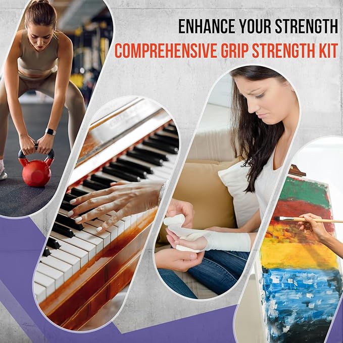 Grip Strength Trainer Kit, 3 Colors Forearm Strengthener & Hand Grip Strengthener, Finger Exerciser & Stretcher for Strength Training, Recovery & Flexibility