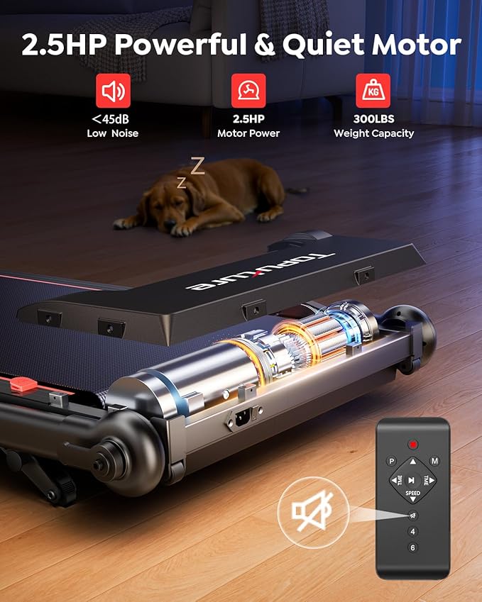 Walking Pad Treadmill with Incline 10%, Foldable Treadmill with Adjustable Handle Bar for Home, Portable Walking Pad with Desk Treadmills with App, Remote Control & LED Display
