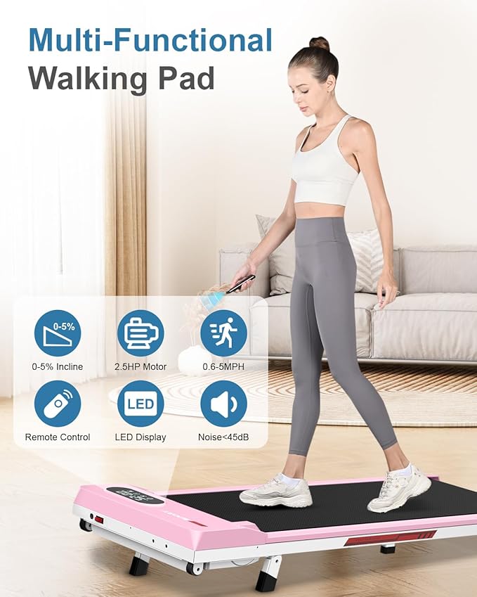 Walking Pad Treadmill with Handle Bar,Walking Pad with Incline 8%,2.5HP Quiet Under Desk 320 lbs 2 in 1Treadmills for Home Office,Compact Foldable Walking Pad,Remote Control&LED Display